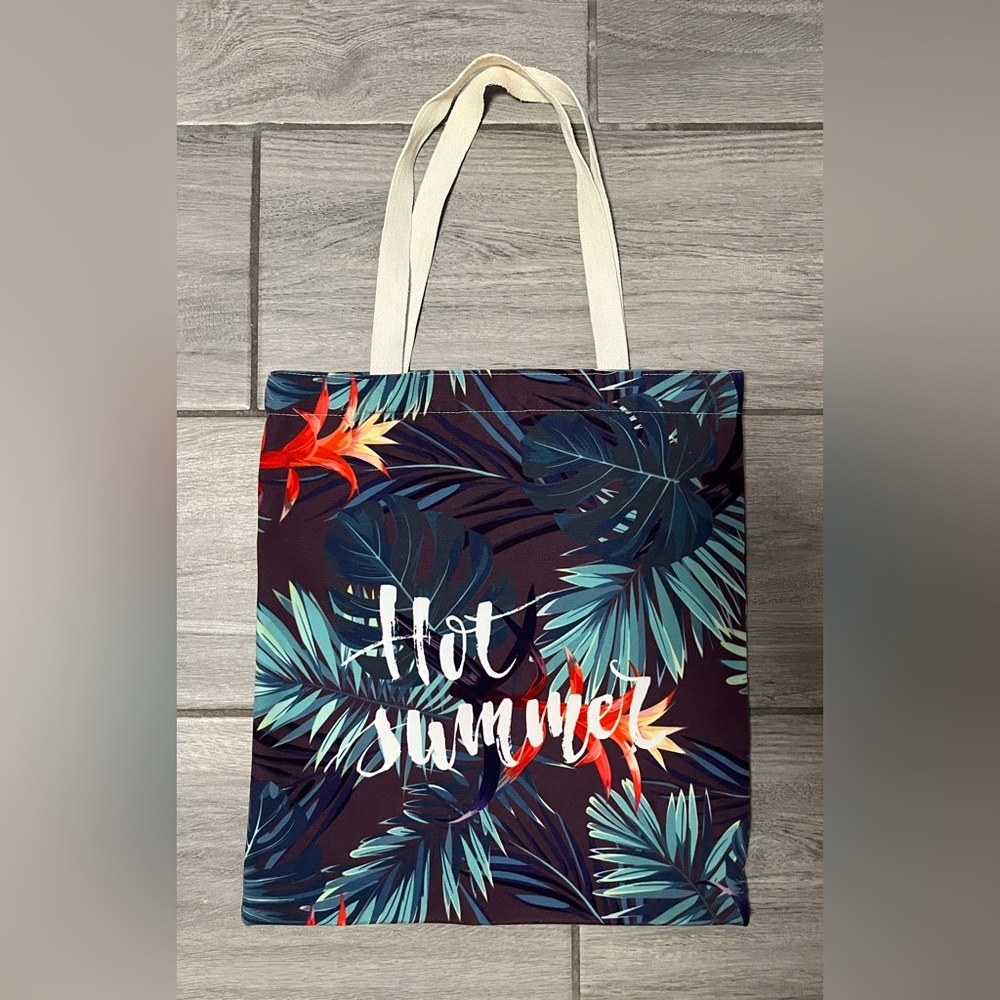 Shasa Summer Style Beach Leisure Tote Bag Plant Print Canvas Bag